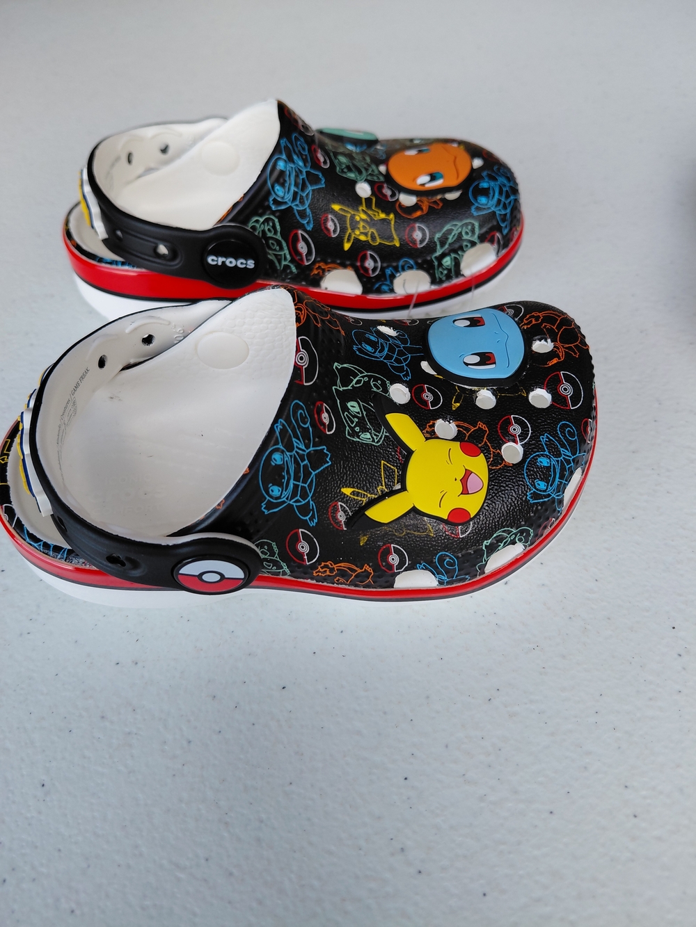 CROCS Kids Pokémon Character Black Clog Sandals with Red Trim